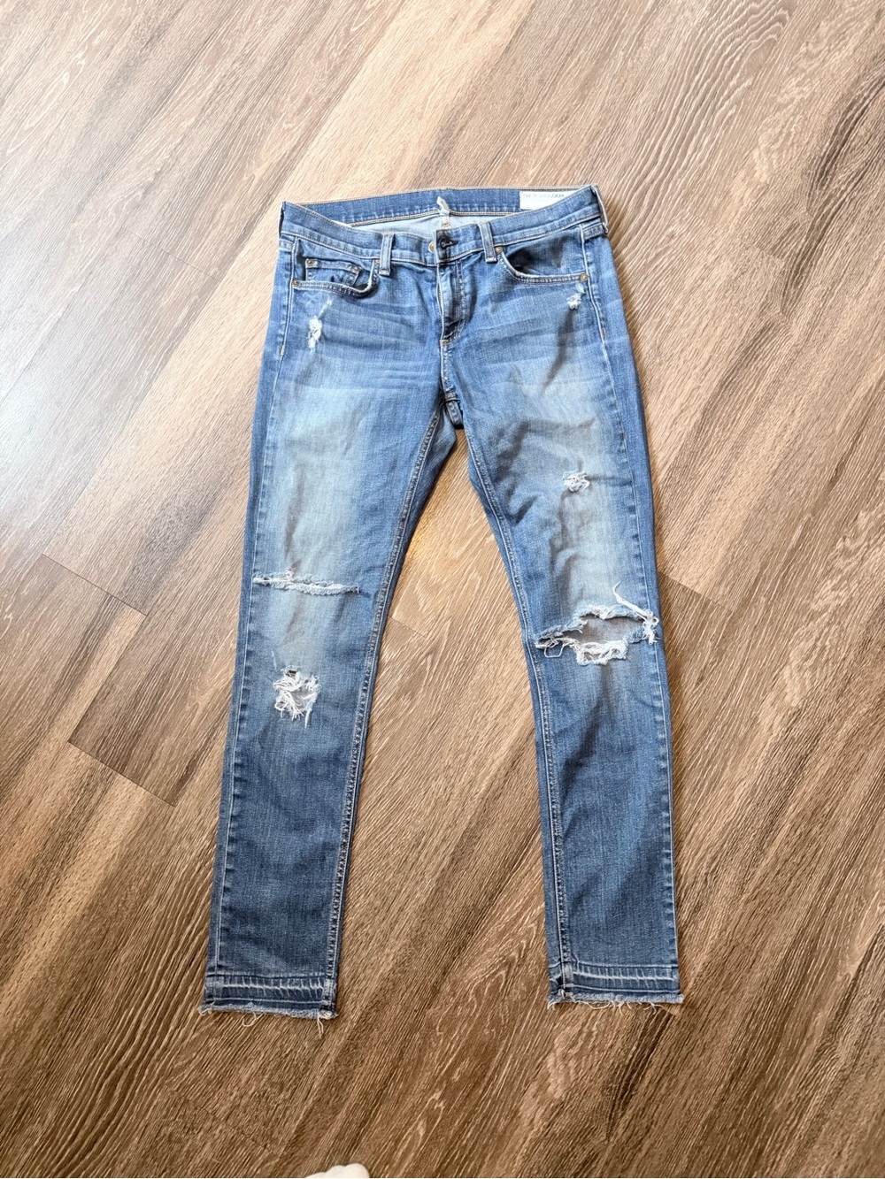 Rag and Bone Women’s Blue Distressed Slim Fit Jeans